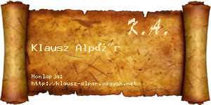 Klausz Alpár névjegykártya